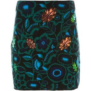 Kenzo Flowers Mini Wool Iridescent Skirt